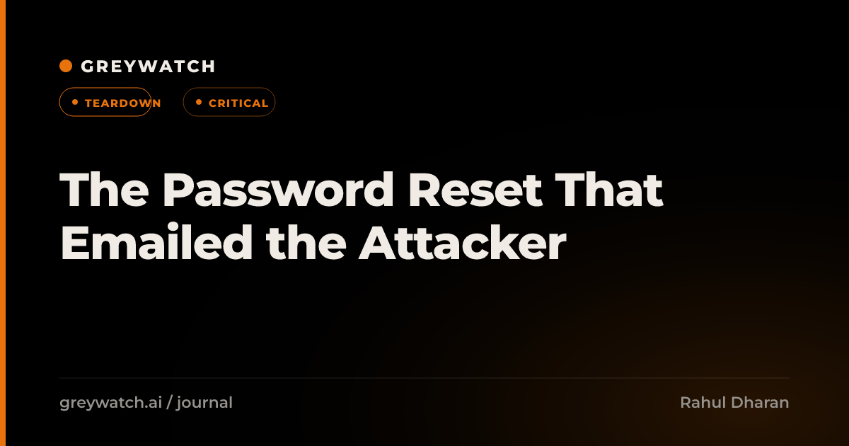 The Password Reset That Emailed the Attacker